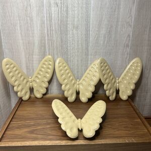 Vintage Set of 4 Burwood Butterfly Butterflies Yellow Wall Decorations 2728